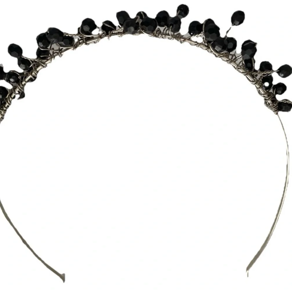VINTAGE Y2K TIARA Style Black BEADED HEADBAND O/S